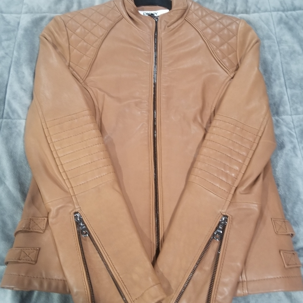 DKNY Genuine Leather Moto Jacket
